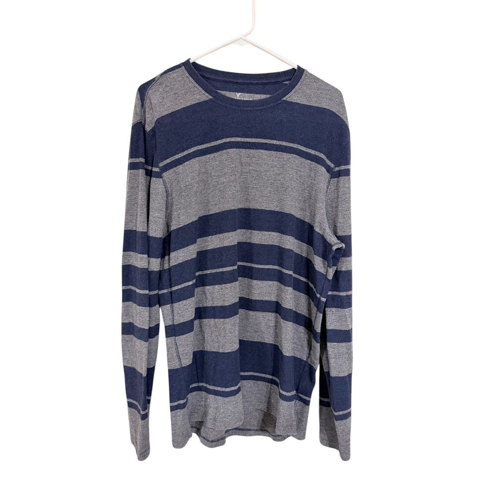 American Eagle Active Flex Thermal Long Sleeve Shirt Blue Gray Size Large
